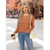 imageXIEERDUO Long Sleeve Shirts for Women Business Casual Tops Trendy Crewneck Fall T Shirts Pleated Loose FitCaramel