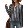 imageXIEERDUO Long Sleeve Shirts for Women Business Casual Tops Trendy Crewneck Fall T Shirts Pleated Loose FitD Black Striped