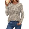 imageXIEERDUO Long Sleeve Shirts for Women Business Casual Tops Trendy Crewneck Fall T Shirts Pleated Loose FitD Print