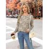 imageXIEERDUO Long Sleeve Shirts for Women Business Casual Tops Trendy Crewneck Fall T Shirts Pleated Loose FitD Print
