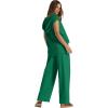 imageXIEERDUO Lounge Sets For Women 2024 Loose Fit Hoodie Open Side Tops And Wide Leg Pants 2 Piece Outfits Sweatsuit Tracksuit07green