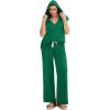 imageXIEERDUO Lounge Sets For Women 2024 Loose Fit Hoodie Open Side Tops And Wide Leg Pants 2 Piece Outfits Sweatsuit Tracksuit07green