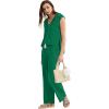imageXIEERDUO Lounge Sets For Women 2024 Loose Fit Hoodie Open Side Tops And Wide Leg Pants 2 Piece Outfits Sweatsuit Tracksuit07green
