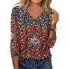 imageXIEERDUO 34 Length Sleeve Womens Tops V Neck Fall Clothes Basic Blouses Dressy Casual 2025 Early Fall Fashion Must HavesPatternedboho Floral