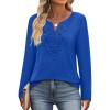 imageXIEERDUO Boho Tops for Women Blouses Dressy Casual V Neck Long Sleeve Shirts Fall Outfits Trendy Vacation ClothesBlue