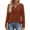 imageXIEERDUO Boho Tops for Women Blouses Dressy Casual V Neck Long Sleeve Shirts Fall Outfits Trendy Vacation ClothesCaramel
