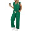 imageXIEERDUO Lounge Sets For Women 2024 Loose Fit Hoodie Open Side Tops And Wide Leg Pants 2 Piece Outfits Sweatsuit Tracksuit07green