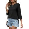 imageXIEERDUO 34 Length Sleeve Tops for Women Business Casual Blouses Slit Side Shirts Blouses Summer Fashion Clothes 2026Black