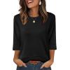 imageXIEERDUO 34 Length Sleeve Tops for Women Business Casual Blouses Slit Side Shirts Blouses Summer Fashion Clothes 2026Black