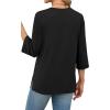 imageXIEERDUO 34 Length Sleeve Tops for Women Business Casual Blouses Slit Side Shirts Blouses Summer Fashion Clothes 2026Black