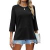 imageXIEERDUO 34 Length Sleeve Tops for Women Business Casual Blouses Slit Side Shirts Blouses Summer Fashion Clothes 2026Black
