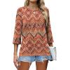 imageXIEERDUO 34 Length Sleeve Tops for Women Business Casual Blouses Slit Side Shirts Blouses Summer Fashion Clothes 2026Boho Print