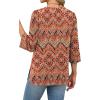 imageXIEERDUO 34 Length Sleeve Tops for Women Business Casual Blouses Slit Side Shirts Blouses Summer Fashion Clothes 2026Boho Print