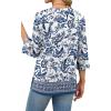 imageXIEERDUO 34 Length Sleeve Tops for Women Business Casual Blouses Slit Side Shirts Blouses Summer Fashion Clothes 2026Floral Blue