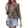 imageXIEERDUO 34 Length Sleeve Tops for Women Business Casual Blouses Slit Side Shirts Blouses Summer Fashion Clothes 2026Floral Multicolor