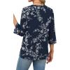 imageXIEERDUO 34 Length Sleeve Tops for Women Business Casual Blouses Slit Side Shirts Blouses Summer Fashion Clothes 2026Floral Navy