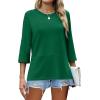 imageXIEERDUO 34 Length Sleeve Tops for Women Business Casual Blouses Slit Side Shirts Blouses Summer Fashion Clothes 2026Green