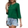 imageXIEERDUO 34 Length Sleeve Tops for Women Business Casual Blouses Slit Side Shirts Blouses Summer Fashion Clothes 2026Green