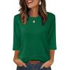 imageXIEERDUO 34 Length Sleeve Tops for Women Business Casual Blouses Slit Side Shirts Blouses Summer Fashion Clothes 2026Green