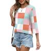 imageXIEERDUO 34 Length Sleeve Tops for Women Business Casual Blouses Slit Side Shirts Blouses Summer Fashion Clothes 2026Plaid Print