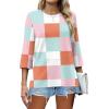 imageXIEERDUO 34 Length Sleeve Tops for Women Business Casual Blouses Slit Side Shirts Blouses Summer Fashion Clothes 2026Plaid Print