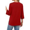 imageXIEERDUO 34 Length Sleeve Tops for Women Business Casual Blouses Slit Side Shirts Blouses Summer Fashion Clothes 2026Red