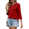 imageXIEERDUO 34 Length Sleeve Tops for Women Business Casual Blouses Slit Side Shirts Blouses Summer Fashion Clothes 2026Red