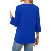imageXIEERDUO 34 Length Sleeve Tops for Women Business Casual Blouses Slit Side Shirts Blouses Summer Fashion Clothes 2026Royal Blue