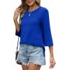 imageXIEERDUO 34 Length Sleeve Tops for Women Business Casual Blouses Slit Side Shirts Blouses Summer Fashion Clothes 2026Royal Blue
