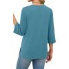 imageXIEERDUO 34 Length Sleeve Tops for Women Business Casual Blouses Slit Side Shirts Blouses Summer Fashion Clothes 2026Turquoise