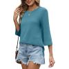 imageXIEERDUO 34 Length Sleeve Tops for Women Business Casual Blouses Slit Side Shirts Blouses Summer Fashion Clothes 2026Turquoise