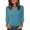 imageXIEERDUO 34 Length Sleeve Tops for Women Business Casual Blouses Slit Side Shirts Blouses Summer Fashion Clothes 2026Turquoise