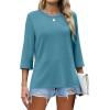 imageXIEERDUO 34 Length Sleeve Tops for Women Business Casual Blouses Slit Side Shirts Blouses Summer Fashion Clothes 2026Turquoise