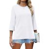 imageXIEERDUO 34 Length Sleeve Tops for Women Business Casual Blouses Slit Side Shirts Blouses Summer Fashion Clothes 2026White