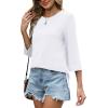 imageXIEERDUO 34 Length Sleeve Tops for Women Business Casual Blouses Slit Side Shirts Blouses Summer Fashion Clothes 2026White
