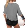 imageXIEERDUO Cotton Tshirts for Women Drop Shoulder Round Neck Oversized Crop Tops Workout Tops TeesO Pure Grey