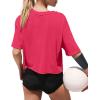 imageXIEERDUO Cotton Tshirts for Women Drop Shoulder Round Neck Oversized Crop Tops Workout Tops TeesO Red