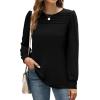 imageXIEERDUO Long Sleeve Shirts for Women 2024 Fall Outfits Trendy Pleated Loose Fit Casual Tunics to wear with LeggingsBlack