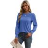 imageXIEERDUO Long Sleeve Shirts for Women 2024 Fall Outfits Trendy Pleated Loose Fit Casual Tunics to wear with LeggingsBlue