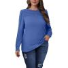 imageXIEERDUO Long Sleeve Shirts for Women 2024 Fall Outfits Trendy Pleated Loose Fit Casual Tunics to wear with LeggingsBlue