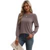 imageXIEERDUO Long Sleeve Shirts for Women 2024 Fall Outfits Trendy Pleated Loose Fit Casual Tunics to wear with LeggingsCoffee
