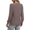 imageXIEERDUO Long Sleeve Shirts for Women 2024 Fall Outfits Trendy Pleated Loose Fit Casual Tunics to wear with LeggingsCoffee