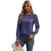 imageXIEERDUO Long Sleeve Shirts for Women 2024 Fall Outfits Trendy Pleated Loose Fit Casual Tunics to wear with LeggingsDark Blue