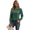 imageXIEERDUO Long Sleeve Shirts for Women 2024 Fall Outfits Trendy Pleated Loose Fit Casual Tunics to wear with LeggingsGrass Green