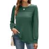 imageXIEERDUO Long Sleeve Shirts for Women 2024 Fall Outfits Trendy Pleated Loose Fit Casual Tunics to wear with LeggingsGrass Green