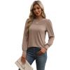 imageXIEERDUO Long Sleeve Shirts for Women 2024 Fall Outfits Trendy Pleated Loose Fit Casual Tunics to wear with LeggingsKhaki Brown