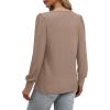 imageXIEERDUO Long Sleeve Shirts for Women 2024 Fall Outfits Trendy Pleated Loose Fit Casual Tunics to wear with LeggingsKhaki Brown