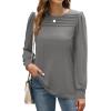 imageXIEERDUO Long Sleeve Shirts for Women 2024 Fall Outfits Trendy Pleated Loose Fit Casual Tunics to wear with LeggingsLight Grey