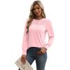 imageXIEERDUO Long Sleeve Shirts for Women 2024 Fall Outfits Trendy Pleated Loose Fit Casual Tunics to wear with LeggingsLight Pink