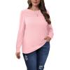 imageXIEERDUO Long Sleeve Shirts for Women 2024 Fall Outfits Trendy Pleated Loose Fit Casual Tunics to wear with LeggingsLight Pink